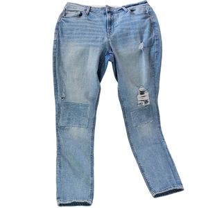 Old Navy Rockstar Skinny Distressed Light Wash Patchwork